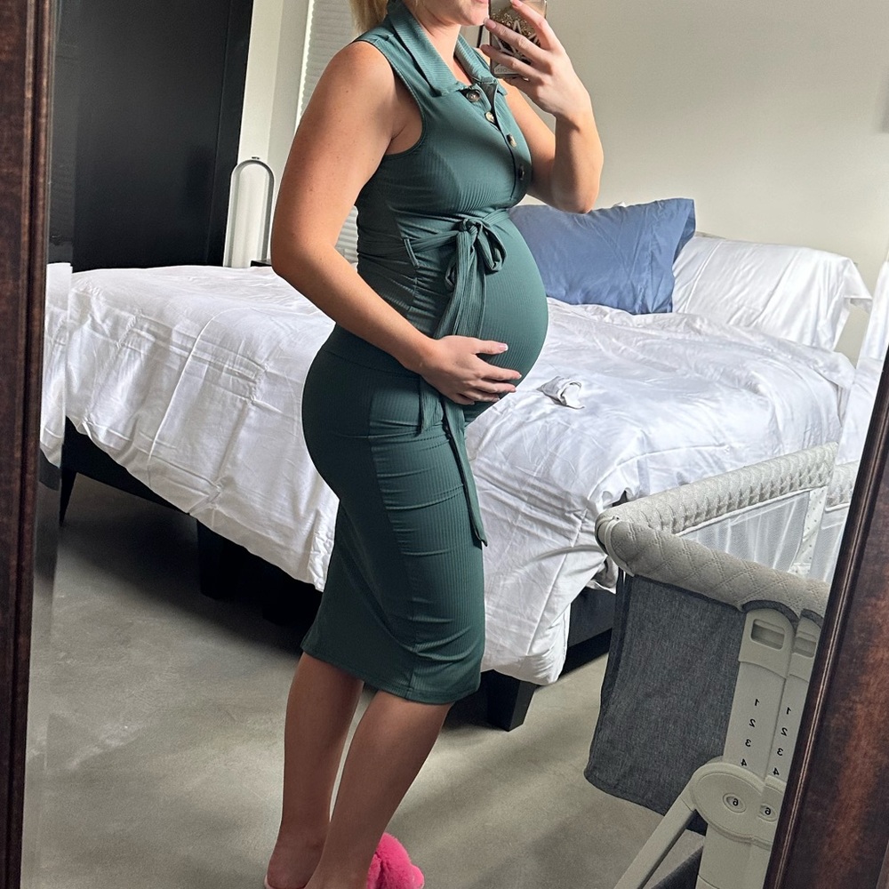 Sleeveless Maternity Wrap Dress in Deep Teal